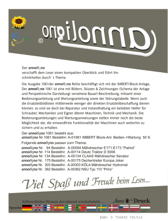 IMBERT Generator Block Anlage Bauart Beschreibung Bedienungsanleitung Wartungsanleitung Sicherheit - annoligno 1061